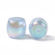 Opaque Acrylic Beads, AB Color, Macaron Color, Barrel, Light Sky Blue, 15.5x16.5mm, Hole: 3mm(OACR-C009-01C)