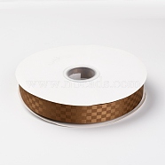 Polyester Ribbons, Grid Pattern, for DIY Gift Packing, Saddle Brown, 1 inch(26mm), about 100 yard/roll(91.44m/roll)(OCOR-O011-B03)