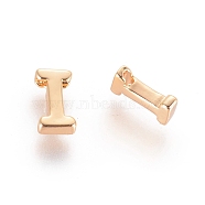 Brass Charms, Nickel Free, Real 18K Gold Plated, Letter.I, 7~8.5x4~7.5x2mm, Hole: 1mm(X-KK-S341-50I)
