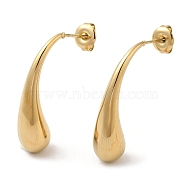 Ion Plating(IP) 304 Stainless Steel Stud Earrings, Teardrop, Real 14K Gold Plated, 29.5x7.5mm(EJEW-Z022-31G)
