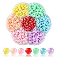490Pcs 7 Style Opaque Acrylic Beads, AB Color Plated, Round, Mixed Color, 6x5mm, Hole: 1.8mm, about 70pcs/color(MACR-YW0002-04)