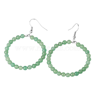 Fashionable Natural Aventurine Hoop Earrings for Women, Versatile and Unique, Platinum, 59x42x4mm(KJ9273-10)