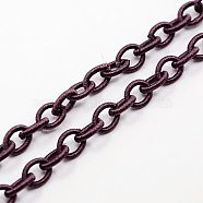 Handmade Nylon Cable Chains Loop, Oval, Rosy Brown, 8~9x11~13x2mm, about 85cm/strand, 33.5 inch(EC-A001-20)
