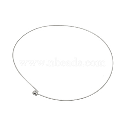 Brass Necklace Making, Rigid Necklaces, Silver Color Plated, Size: necklace: about 145mm inner diameter, wire: about 1.3mm(X-NJEW-H081-S)