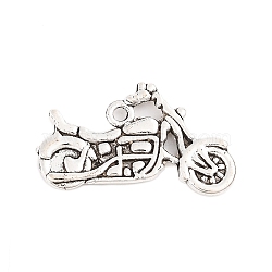 Tibetan Style Zinc Alloy Motorcycle Pendants, Lead Free & Cadmium Free, Antique Silver, 17.5x24.5x2mm, Hole: 1mm(X-TIBEP-R334-346AS-RS)