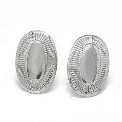 Non-Tarnish 304 Stainless Steel Stud Earring Findings, with Loop, Oval, Stainless Steel Color, 19x12.5mm, Hole: 1.4mm, Pin: 0.8mm(STAS-Q225-07A)