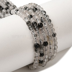 Natural Black Rutilated Quartz Beads Strands, Round, 3~3.5mm, Hole: 0.6~0.7mm, about 120~150pcs/strand, 15.16~15.55''(38.5~39.5cm)(G-B090-A01-03)