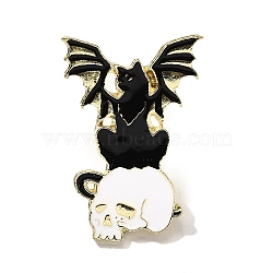 Black Art Cool Enamel Pins, Alloy Brooches for Backpack Clothes, Cat Shape, 29.5x20.5mm(JEWB-Q011-04D)