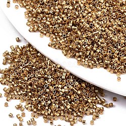 11/0 Grade A Glass Seed Beads, Cylinder, Uniform Seed Bead Size, Metallic Colours, Goldenrod, 1.5x1mm, Hole: 0.5mm, about 2000pcs/10g(X-SEED-S030-1219)