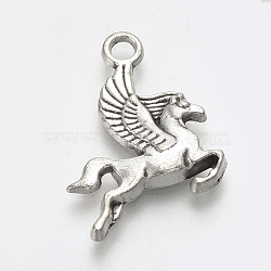 Tibetan Style Alloy Pendants, Horse, Lead Free & Cadmium Free, Pegasus, Antique Silver, 20x15.5x2mm, Hole: 1.5mm, about 500pcs/500g(TIBE-T010-19AS-RS)