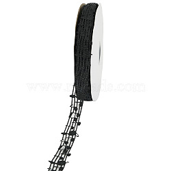 Polyester Grosgrain Ribbons, Hollow, Musical Note Pattern, Black, 1-1/8"(28mm), about 100yards/roll(91.4m/roll)(OCOR-TAC0011-01C)