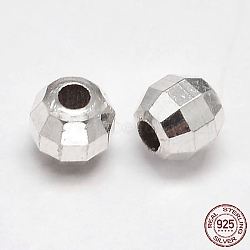 Faceted Round 925 Sterling Silver Beads, Silver, 6mm, Hole: 2.5mm, about 72pcs/20g(STER-F012-02F)