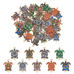 DICOSMETIC 54Pcs 9 Colors Printed Alloy Connector Charms, Sea Turtle Links, Cadmium Free & Nickel Free & Lead Free, Golden, Mixed Color, 23.3~23.4x17.8~18x1.6mm, Hole: 1.7~1.8mm, 6pcs/color(ENAM-DC0001-42)