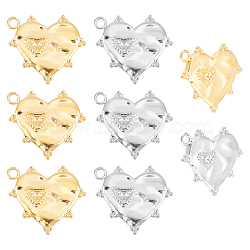 Unicraftale 8Pcs 2 Styles 304 Stainless Steel Pendants, Heart, Real Gold Plated & Stainless Steel Color, 16.5x18.5x2mm, Hole: 1.8mm, 4pcs/style(STAS-UN0035-79)