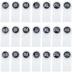 210Pcs 7 Styles Plastic Clothing Size Labels, Black, 35x14x5mm, 30pcs/style(FIND-CY0001-86A)