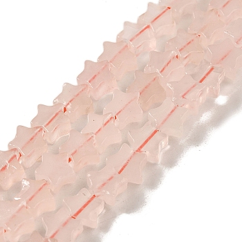 Natural Rose Quartz Beads Strands, Star, 6x5.5x2mm, Hole: 0.8mm, about 75pcs/strand, 14.57 inch(37cm)