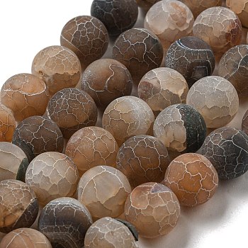 Natural Weathered Agate Beads Strands, Round, Dyed & Heated, Camel, 12mm, Hole: 1.6mm, about 31pcs/strand, 14.76''(37.5cm)