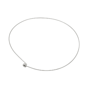 Brass Necklace Making, Rigid Necklaces, Silver Color Plated, Size: necklace: about 145mm inner diameter, wire: about 1.3mm