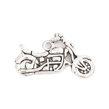 Tibetan Style Zinc Alloy Motorcycle Pendants, Lead Free & Cadmium Free, Antique Silver, 17.5x24.5x2mm, Hole: 1mm