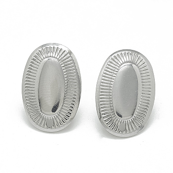 Non-Tarnish 304 Stainless Steel Stud Earring Findings, with Loop, Oval, Stainless Steel Color, 19x12.5mm, Hole: 1.4mm, Pin: 0.8mm