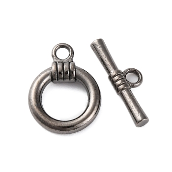 Tibetan Style Toggle Clasps, Lead Free and Cadmium Free, Ring, Gunmetal, 18x13.8x2.5mm, Hole: 5mm