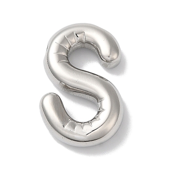 Non-Tarnish 304 Stainless Steel Pendants, Letter Charm, Letter S, 23x19x5mm, Hole: 2mm