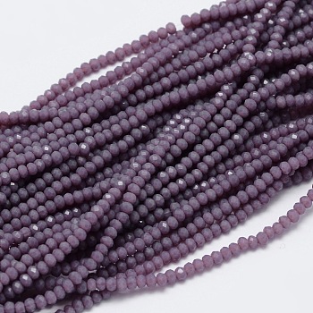 Faceted Rondelle Glass Beads Strands, Medium Purple, 2.8~3x2mm, Hole: 0.8mm, about 165~169pcs/strand, 15.7~16.1 inch(40~41cm)