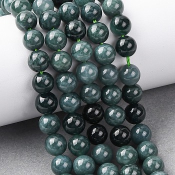 Natural Blue Jade Beads Strands, Round, Teal, 8mm, Hole: 0.8~0.9mm, about 50pcs/strand, 15.39~15.51''(39.1~39.4cm)