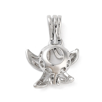 Alloy Bead Cage Pendants, Hollow Cage Charms for Chime Ball Pendant Making, Platinum, Starfish, 24x17.5x8mm, Hole: 5x3mm