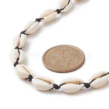 Ожерелье из бисера из натуральной раковины каури и синтетической бирюзы для женщин(NJEW-JN04253-02)-2