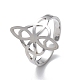 coeur avec noeud de marin 304 anneau de manchette ouvert creux en acier inoxydable pour femme(RJEW-E073-02P)-1