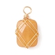 Natural Yellow Jade Copper Wire Wrapped Pendants(PALLOY-JF02131-02)-1