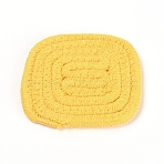 Handmade Cotton Cup Mat, Rectangle, Yellow, 100x105~108x6mm(AJEW-TAC0001-03C)