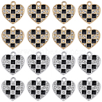 30Pcs Alloy Rhinestone Pendants, Enamel Style, Heart Charms, Mixed Color, 19.5x19x2mm, Hole: 2mm, 15pcs/color, 2 colors(ENAM-SC0008-21)