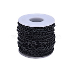Aluminum Twisted Chains Curb Chains, with Spool, Unwelded, Oval, Electrophoresis Black & Stainless Steel Color, 9x5x1.5mm(CHA-CJ0001-01B)