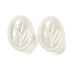 ABS Plastic Imitation Pearl Beads, Oval with Tulipa, White, 15.5x11.5x7mm, Hole: 3mm(X-FIND-B043-04)