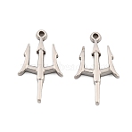 304 Stainless Steel Pendants, Trident, Stainless Steel Color, 16.5x10x2mm, Hole: 1.1mm(STAS-B099-09P)