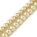 Electroplated Synthetic Non-magnetic Hematite Beads Strands, Round, Golden Plated, 6mm, Hole: 1.1mm, about 66pcs/strand, 15.16''(38.5cm)(G-I364-C03-G)