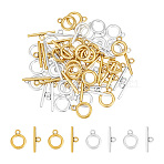 100Sets 2 Colors Alloy Toggle Clasps, Cadmium Free & Lead Free, Antique Silver & Antique Golden, Ring: about 14x11x2mm, Hole: 2mm, Bar: 19x5.5x2mm, Hole: 2mm, 50sets/color(FIND-UN0015-86)