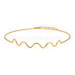 Wave Shaped 304 Stainless Steel Link Chain Necklaces for Women, Golden, 12.60~15.75 inch(32~40cm)(FS-WG2DD65-01)