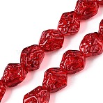 Electroplate Glass Beads Strands, Nuggets, Crimson, 13.5~14x13~13.5x10mm, Hole: 1mm, about 45pcs/strand, 24.21 inch(61.5cm)(EGLA-N012-08N)