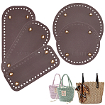 5Pcs 5 Style Rectangle & Flat Round & Oval PU Leather Knitting Crochet Bags Nail Bottom Shaper Pad, with Alloy Nail, for Bag Bottom Accessories, Coconut Brown, 1.5~2.5x0.8~1.9x0.36cm, Hole: 5mm, 1pc/style(DIY-PH0013-87A)