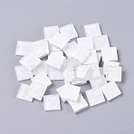 Faceted Glass Cabochons, Mosaic Tiles, for Home Decoration or DIY Crafts, Square, White, 9.5x9.5x3.8mm, about 90pcs/bag(DIY-WH0121-46A)