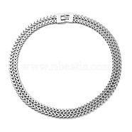 Non-Tarnish 304 Stainless Steel Mesh Chain Necklaces , Stainless Steel Color, 17.72 inch(45cm)(NJEW-Q340-01P)