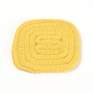Handmade Cotton Cup Mat, Rectangle, Yellow, 100x105~108x6mm(AJEW-TAC0001-03C)