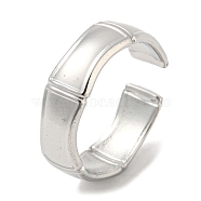 304 Stainless Steel Open Cuff Ring, Bamboo, Stainless Steel Color, US Size 7 1/4(17.5mm)(RJEW-C067-03P)