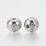 201 Stainless Steel Spacer Beads, Round, Stainless Steel Color, 6x5mm, Hole: 2.5mm(STAS-T034-6mm-02)
