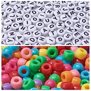 1000Pcs DIY Stretch Bracelets Making Kits for Children's Day, Including Acrylic European Beads & Letter Beads, Elastic Crystal Thread, Mixed Color(DIY-YW0001-87)