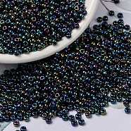 MIYUKI Round Rocailles Beads, Japanese Seed Beads, 8/0, (RR455) Metallic Variegated Blue Iris, 3mm, Hole: 1mm, about 19000~20500pcs/pound(SEED-G008-RR0455)