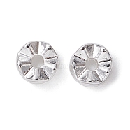Alloy Spacer Beads, Long-Lasting Plated, Wavy Flat Round Shape, Silver, 6.5x3.5mm, Hole: 1.6mm(FIND-B029-10S)